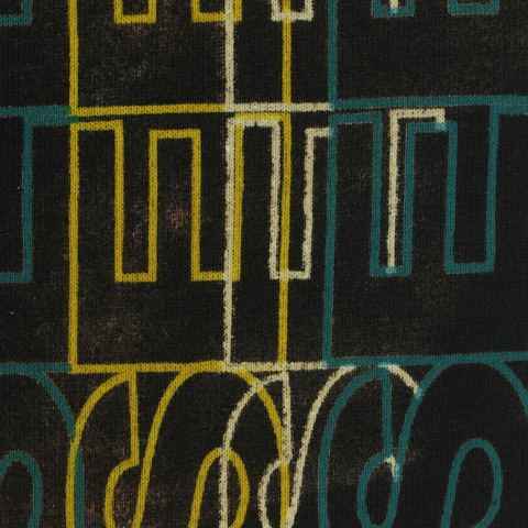 Yellow Geometric-Line French Terry, Cotton-Poly