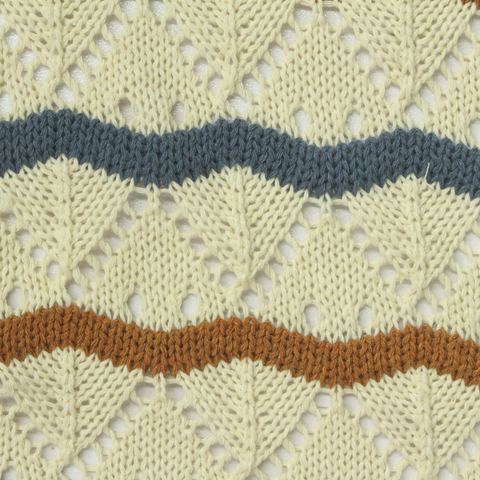 Cream Wavy-Stripe Pointelle Knit, Poly-Cotton