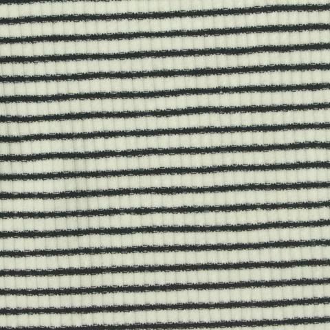 Black Horizontal-Stripe Rib Knit, Poly-Viscose