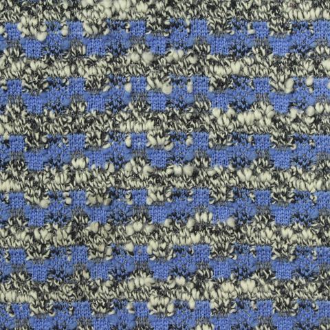 Blue Check Bouclé, Cotton-Poly