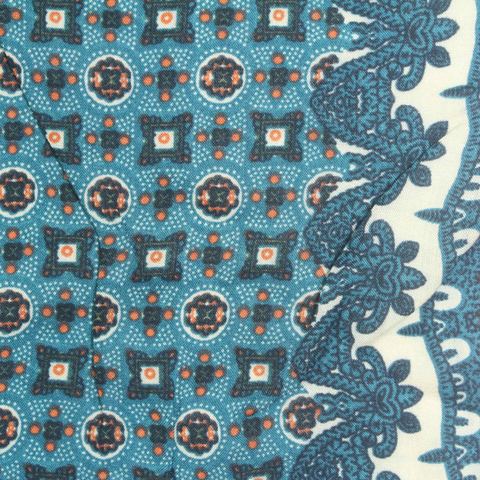 Teal Geometric Poplin, Viscose