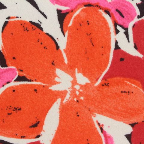 Bold Floral Polyester Stretch Linen-Look Fabric