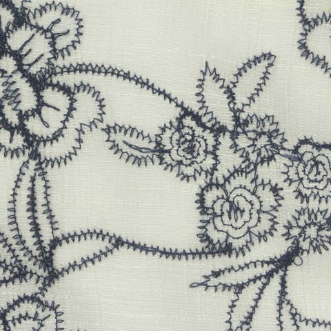 Dark Blue Floral Woven, Viscose-Poly
