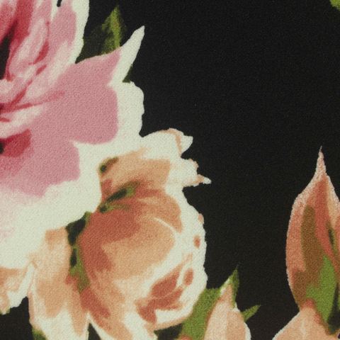 Bold Floral Polyester Stretch Linen-Look Fabric