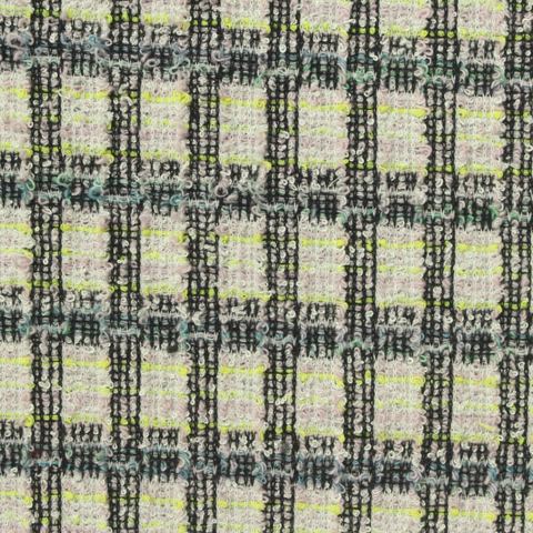 Plaid Cotton Polyester Stretch Bouclé Fabric