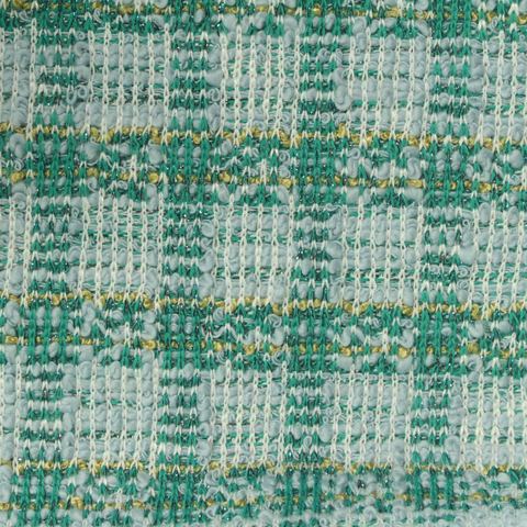 Plaid Polyester Cotton Blend Metallic Bouclé Fabric