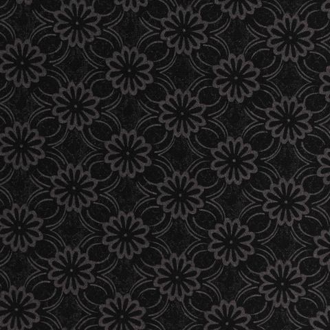 Dark Grey Floral Jacquard, Poly-Viscose