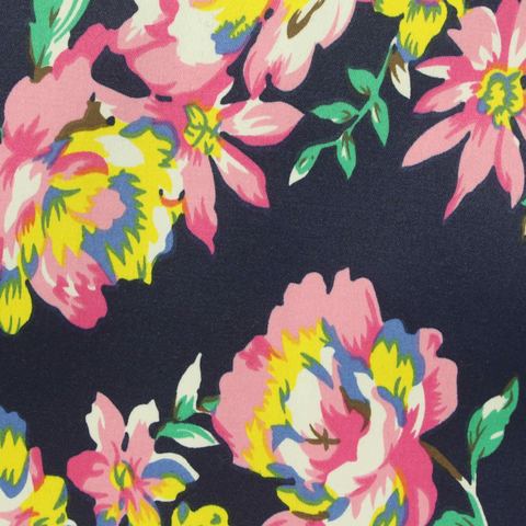 Bold Floral Cotton Polyester Stretch Woven Fabric