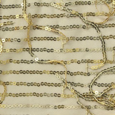 Fine Striped Sequin Polyester Stretch Mesh Fabric