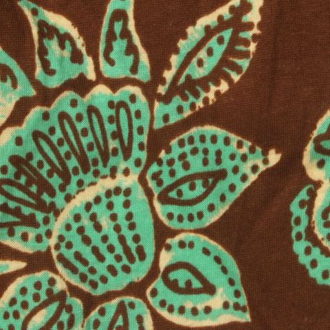 Teal Floral Jersey Knit, Cotton