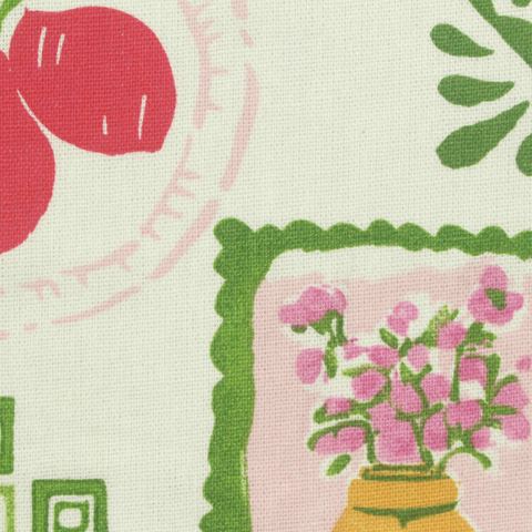 Red Flowers Woven, Poly-Viscose