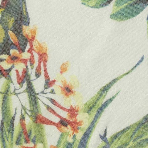 Bold Floral Slub Viscose Polyester Woven Fabric