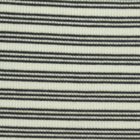 Black Horizontal-Stripe Rib Knit, Poly-Viscose