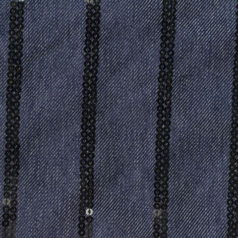 Striped Sequin 100% Polyester Denim Fabric