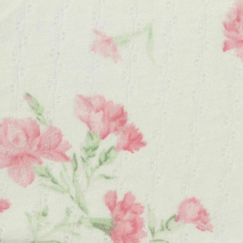 Pink Flowers Rib Knit, Cotton