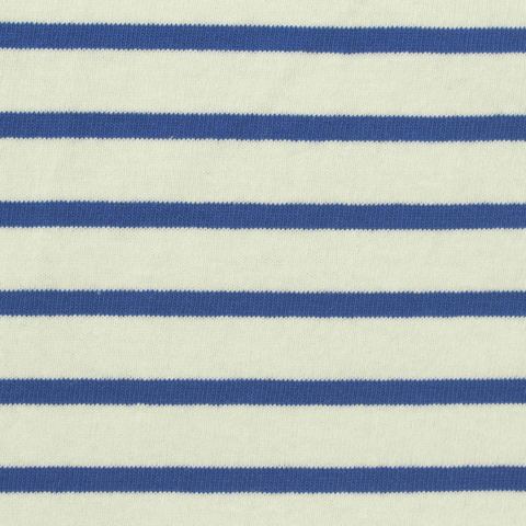 Blue Horizontal-Stripe Jersey Knit, Cotton