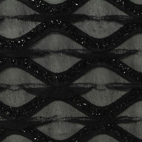 Black Wavy-Line Jacquard, Polyester