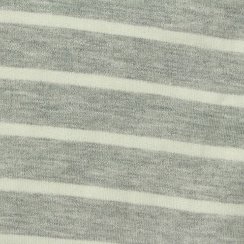 Light Grey Horizontal-Stripe French Terry, Poly-Viscose