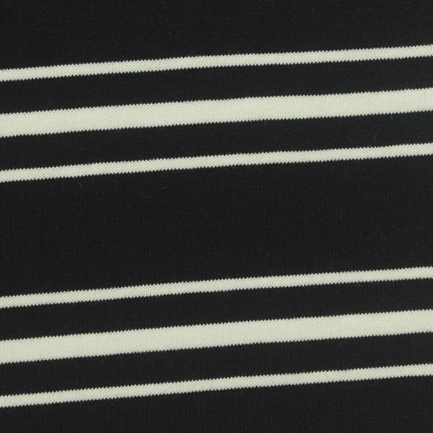 Black Horizontal-Stripe Jersey Knit, Cotton