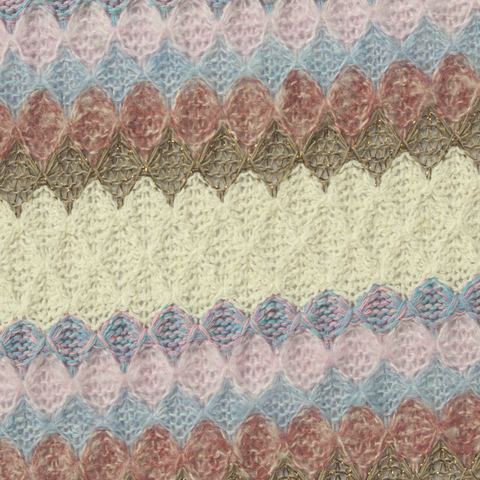 Cream Horizontal-Band Chunky Knit, Polyester