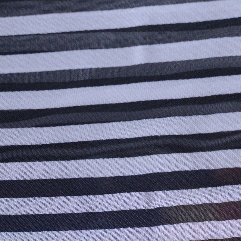 Black Horizontal-Stripe Chiffon, Polyester