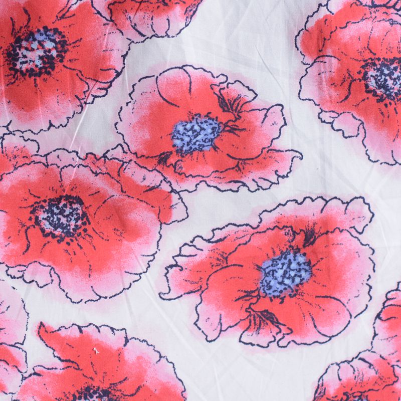 Red Floral Poplin, Cotton