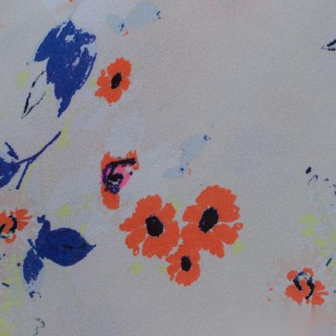 Floral 100% Polyester Linen-Look Fabric