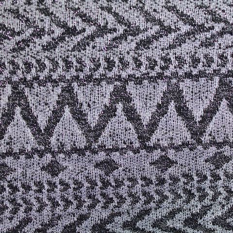 Black Geometric-Chevron Jacquard, Metallic