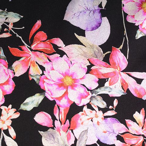 Pink Floral Scuba Knit, Polyester