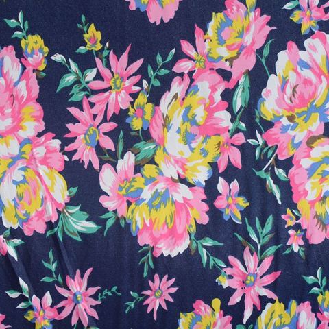 Bold Floral Cotton Polyester Stretch Sateen Fabric