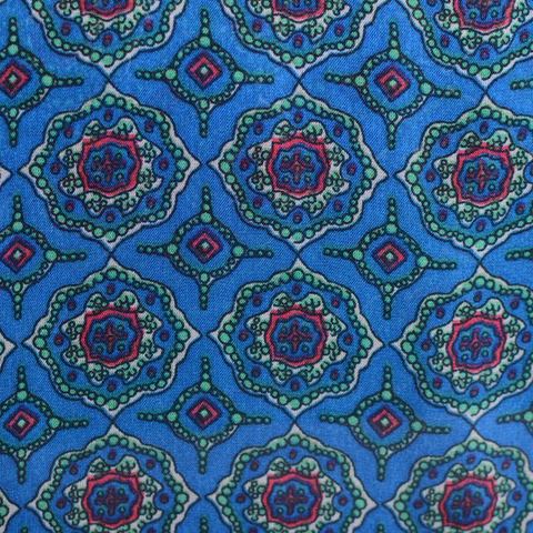 Blue Geometric-Medallion Chiffon, Polyester