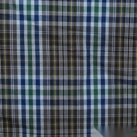 Blue Bold-Plaid Poplin, Cotton