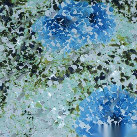 Blue Sequins Mesh, Polyester