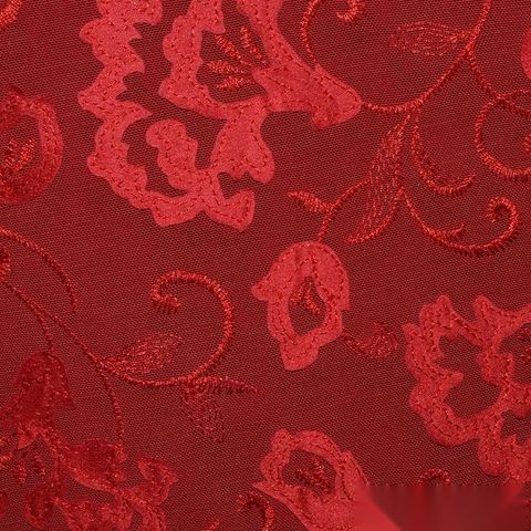 Red Tone-on-Tone Floral Satin, Polyester