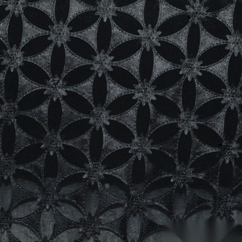 Black Tone-on-Tone Floral Chiffon, Polyester