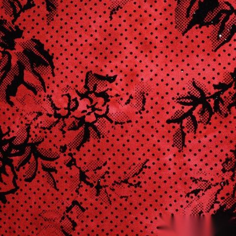 Bold Floral Flocked Polyester Stretch Knit Fabric